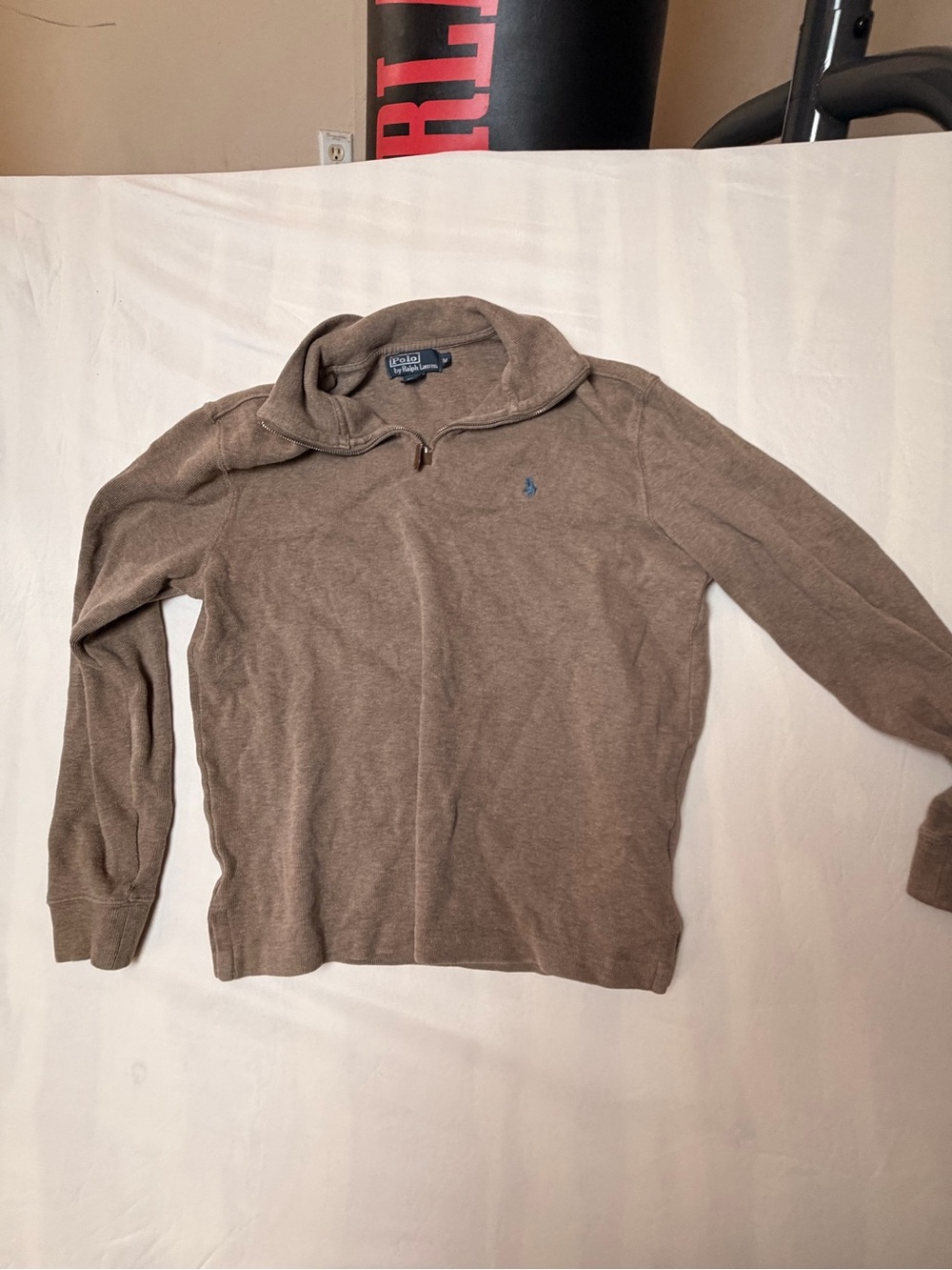 Ralph Lauren Brown Zip-Up Quarterneck Sweater - Picture 2 of 5